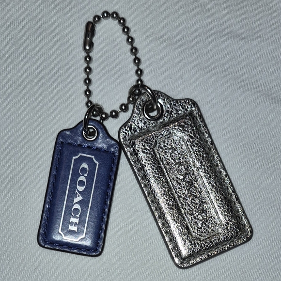 Coach Accessories - Coach Blue and Silver Leather Hangtags Set